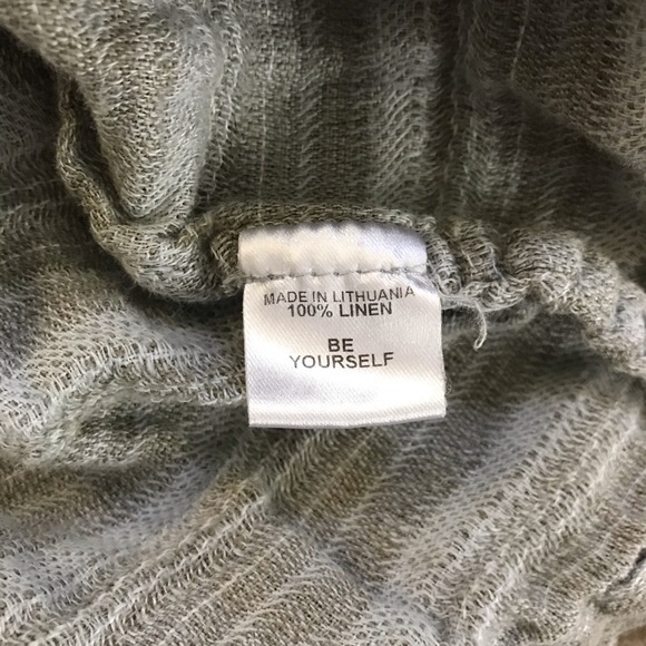 Flax Light Green/Brown Linen Top, Size M - Picture 8 of 8